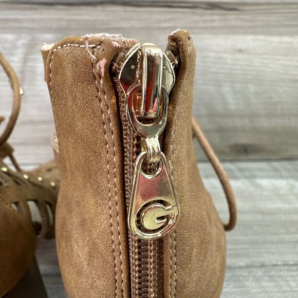 G by GUESS Women's Juto Lace-Up Block-Heel Sandal Tan Size 10M - Picture 6 of 15